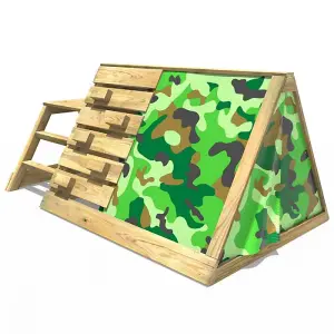 Rebo Mini Wooden Climbing Pyramid Adventure Playset - Den and Slide - Green