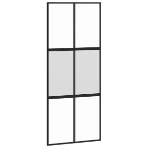 Berkfield Sliding Door Black 90x205 cm Tempered Glass and Aluminium