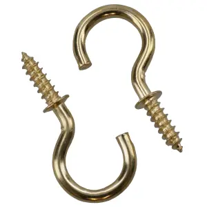 Shouldered Screw Hooks Fasteners Hanger Brass Plated 10mm Dia 19mm Length 32pc