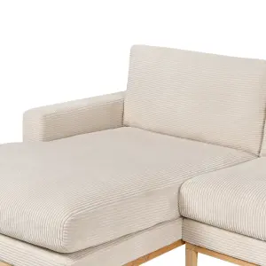 Right-Hand Corner Sofa SIGGARD Light Beige Corduroy Right Hand