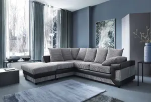 Arlo Corded Fabric Sofa with Leather-Effect Arms Left Hand Facing Corner