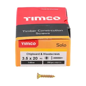 TIMCO Solo Countersunk Gold Woodscrews - 3.5 x 20 (200pcs)