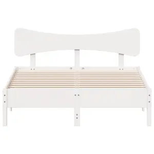 Berkfield Bed Frame without Mattress White 150x200 cm King Size Solid Wood Pine