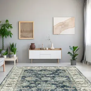 Silk Road Blue Traditional Large Rug, (L)230cm x (W)160cm