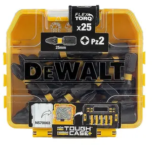 Dewalt x25 Impact PZ2 Pozi Screwdriver Bits FLEXTORQ Tough Case and Bit Holder