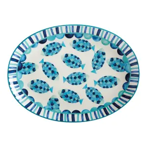 Maxwell & Williams Serving Platter Oval Ceramic Sea Patterns 40cm