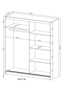 Maja I Sliding Door Wardrobe with Mirror 180cm in White