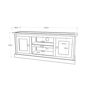 Cosenza Off White 2 Door TV Cabinet Brass Knob