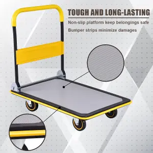 Costway Folding Push Cart Dolly Moving Hand Truck Rolling Flatbed Platform Cart 300KG