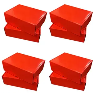 5 x Shiny Red (10" x 7" x 3") Coloured Cardboard Postal Shipping Mailing Die Cut Boxes