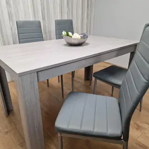 Dining Table and 4 Chairs Grey 4  Grey Leather Chairs Wood Dining Set Furniture