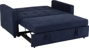 Astoria Sofa Bed in Navy Blue Fabric Contemporary and minimalist