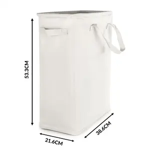 45L Slim Laundry Basket with Handles White