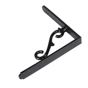 Hammer & Tongs Scroll Iron Shelf Bracket - D155mm - Black - Pack of 4