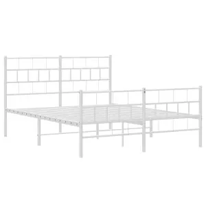 Berkfield Metal Bed Frame with Headboard and Footboard White 140x200 cm