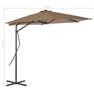 Berkfield Outdoor Parasol with Steel Pole 300 cm Taupe