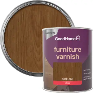 GoodHome Dark Oak Gloss Multi-surface Furniture Wood varnish, 750ml