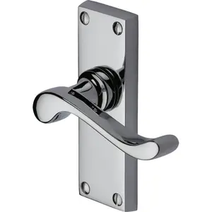 Heritage Door Handle Lever Latch Bedford Short Design (Set of 2) Polished Chrome