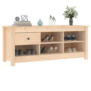 Berkfield Shoe Cabinet 110x38x45.5 cm Solid Wood Pine