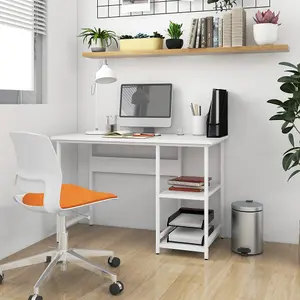 Berkfield Computer Desk White 105x55x72 cm MDF and Metal