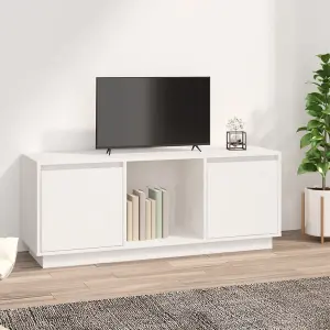 Berkfield TV Cabinet White 110.5x35x44 cm Solid Wood Pine