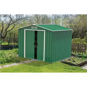 10 x 10 Apex Metal Garden Shed - Heritage Green (10ft x 10ft / 10' x 10' / 3.2m x 3m)