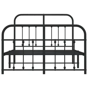 Berkfield Metal Bed Frame with Headboard and Footboard Black 120x190 cm