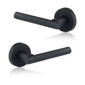 XFORT Matt Black Liberty Lever On Rose Door Handles, Door Handles 1 pair