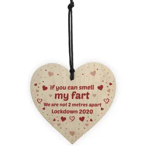 Rude Funny Gift For Husband Wife Wood Heart Lockdown Gift For Mum Dad Brother