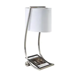 Elstead Lex 1 Light Table Lamp Brushed Steel, E27