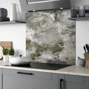 Splashwall Milas Grey Marble effect Aluminium Splashback, (H)800mm (W)900mm (T)4mm