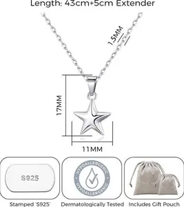 Sterling Silver Star Pendant Necklace By Philip Jones Jewellery