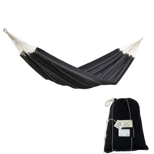 Amazonas Barbados Black Double Cotton Traditional Garden Hammock With Bag