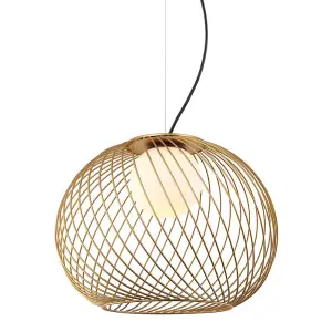 Luminosa Modern Hanging Pendant Golden 1 Light  with White Shade, E27