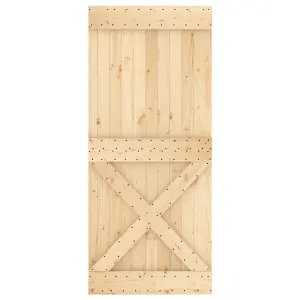 Berkfield Sliding Door with Hardware Set 90x210 cm Solid Wood Pine