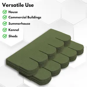 Premium Asphalt Roof Shingles 25 Pcs - Green Fish Scales Roofing Felt 3 sqm- 31.5 x 12.4 Weatherproof, Heavy-Duty Roofing Material