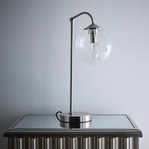 Bianca Satin Nickel Table Lamp Ribbed Glass