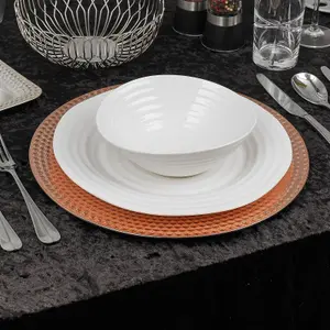 URBNLIVING 33cm Christmas Dinner Charger Plates Geo Gloss Set Of 12 Rose Gold Placemats Dining Table Setting Party Decor