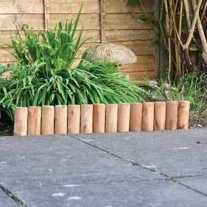 Pack of 6 Wooden Log Picket Fence Panels Garden Wood Lawn Border Flower Edging Fencing Easy To Fix Timber  - 150 X 1000 mm