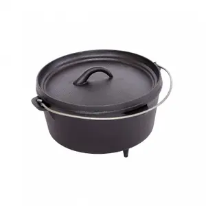 Oypla 4L Cast Iron Non Stick Dutch Oven Casserole Dish Camping Cooker