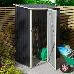 Trentvale 5X3 Metal Pent Shed Dark Grey Dark Grey