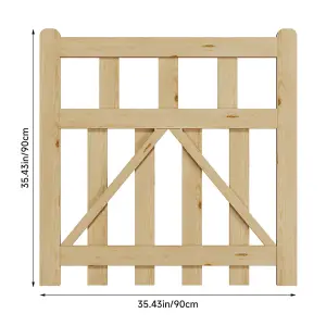 Outdoor Wooden Garden Gate Fence with Door Latch 90cm W x 90cm H