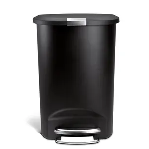 Simplehuman 50L Plastic Semi-Round Pedal Bin Black