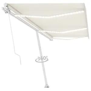 Berkfield Manual Retractable Awning with LED 600x350 cm Cream