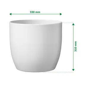 Verve Katu Matt White Ceramic Plant pot (Dia) 33cm, (H)31cm