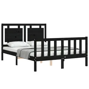 Berkfield Bed Frame with Headboard Black 120x200 cm Solid Wood