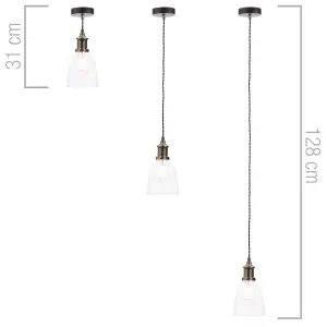 Litecraft Industrial Brass 1 Lamp Ceiling Pendant Light