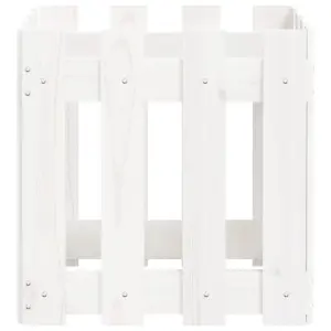 Berkfield Garden Planter with Fence Design White 40x40x40 cm Solid Wood Pine