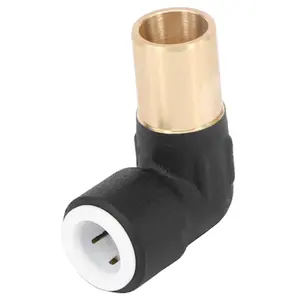 SPARES2GO Radiator Valve Reducing Elbow Stem Compression 15mm x 10mm Pushfit Black