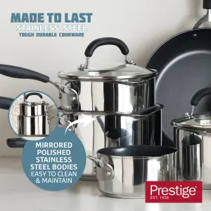 Prestige Made to Last Silver Round Stainless Steel Dishwasher Safe Non-Stick Frying Pan 29cm